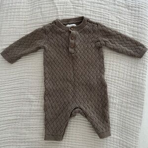 3MO Brown Knit Baby Onesie